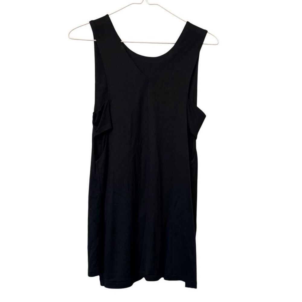 Banana Republic Sleeveless V-Neck Open Sides Double Layered Mini Dress Black XS - Picture 3 of 6